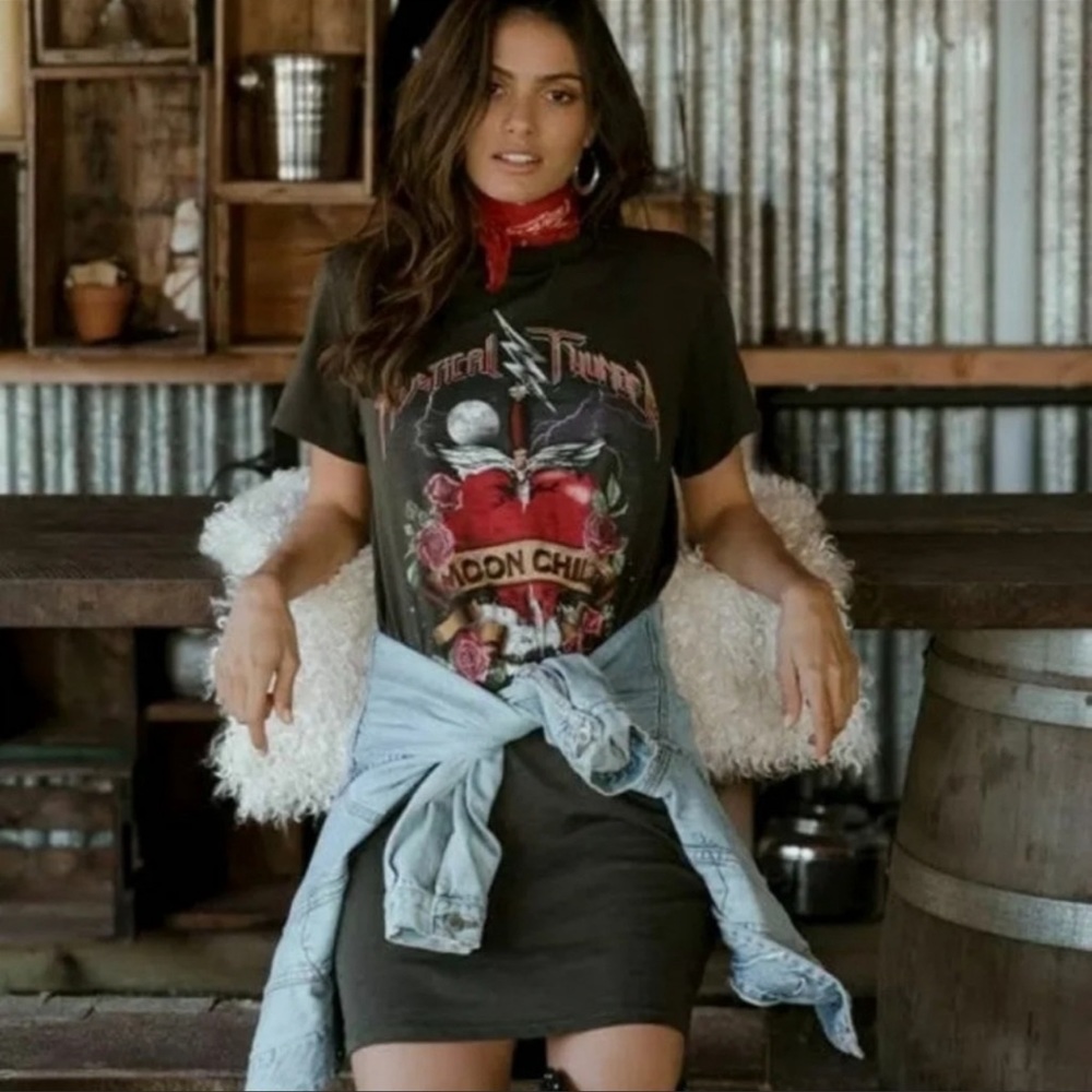 SPELL & THE GYPSY charcoal boyfriend tee dress